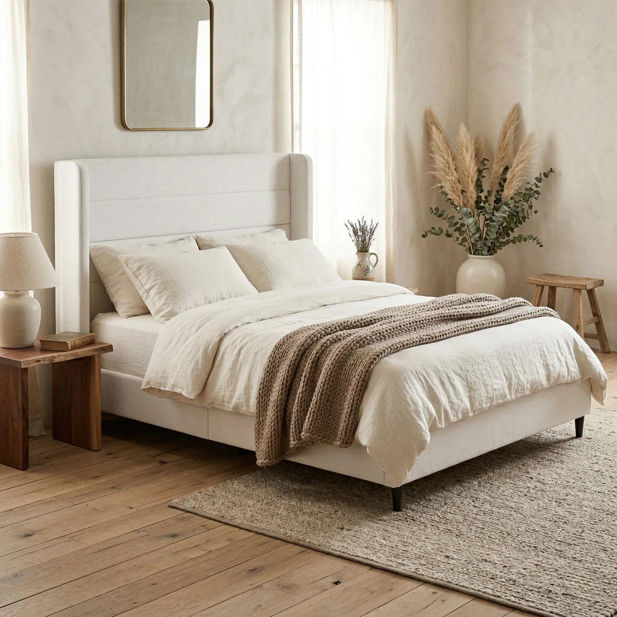 Savona Velvet Wingback Bed