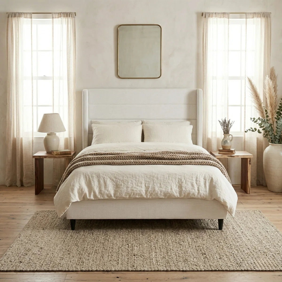 Savona Velvet Wingback Bed