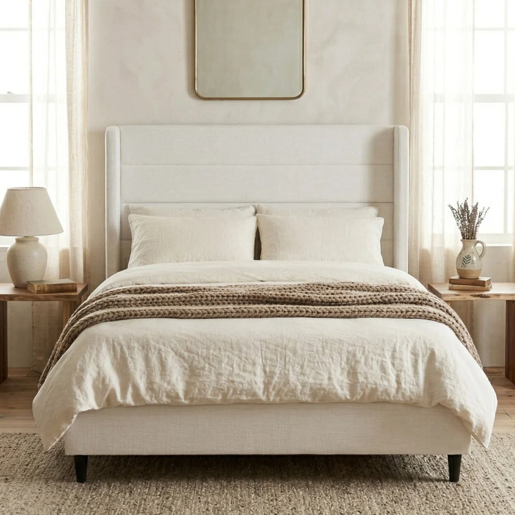 Savona Velvet Wingback Bed