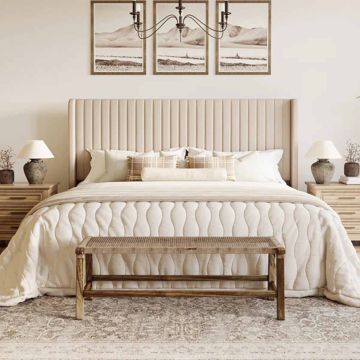 Calisse Velvet Platform Bed