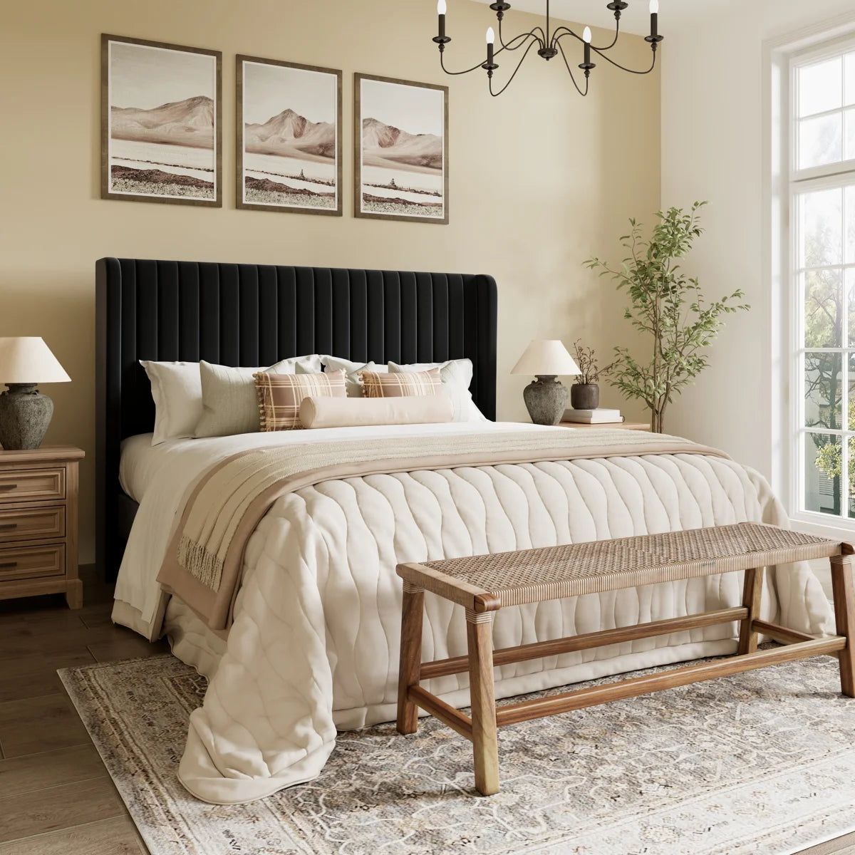 Calisse Velvet Platform Bed