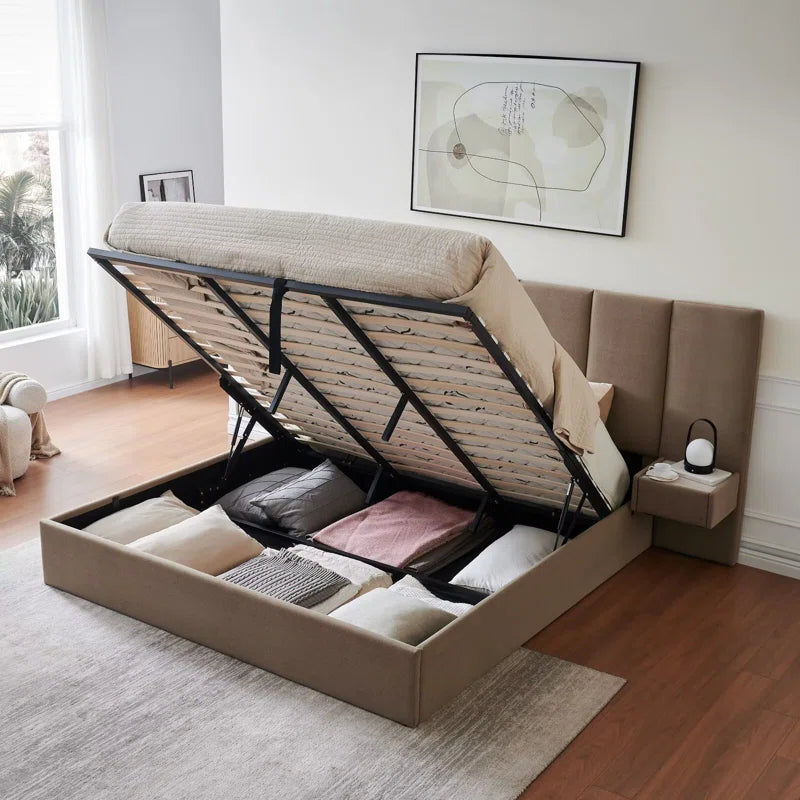 Lokaste Velvet Upholstered Hydraulic Storage Bed