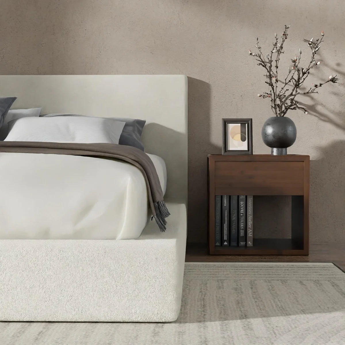 Arusha Bouclé Upholstered Platform Bed