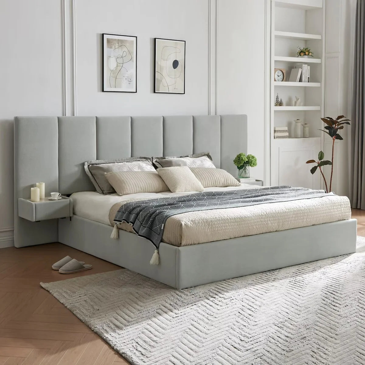 Lokaste Velvet Upholstered Hydraulic Storage Bed