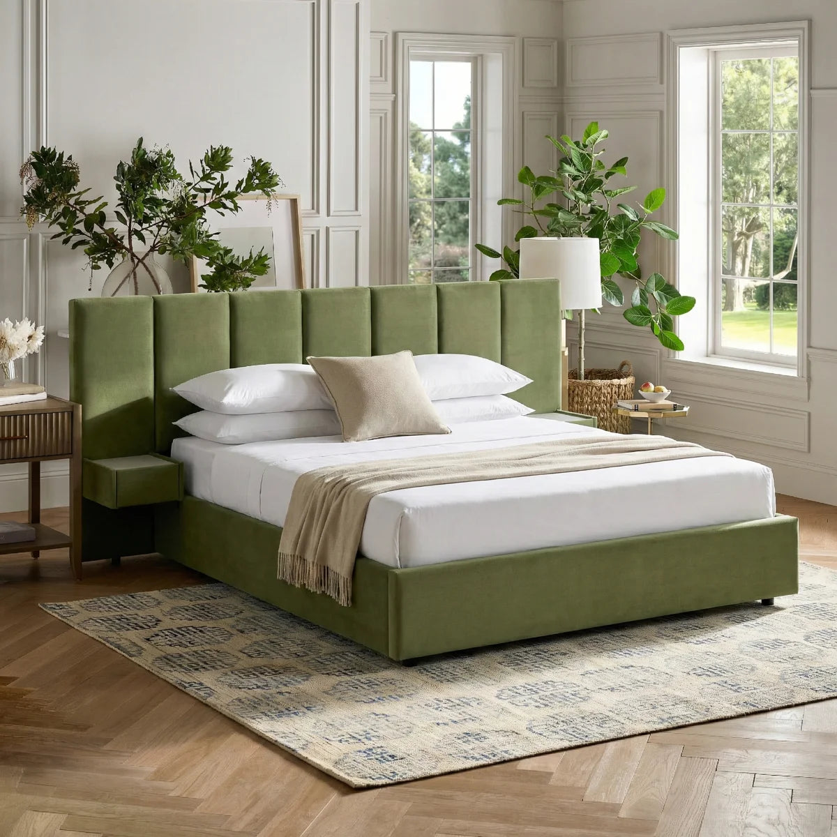 Lokaste Velvet Upholstered Hydraulic Storage Bed