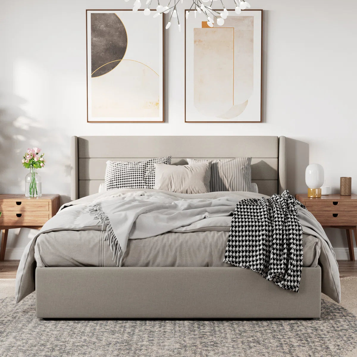 Elara Luxury  Linen Upholstered Hydraulic Storage Bed