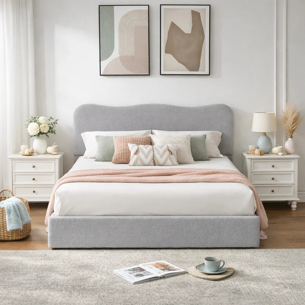 Arusha Boucle Upholstered Platform Bed