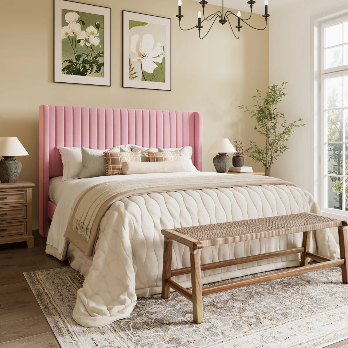 Calisse Velvet Platform Bed